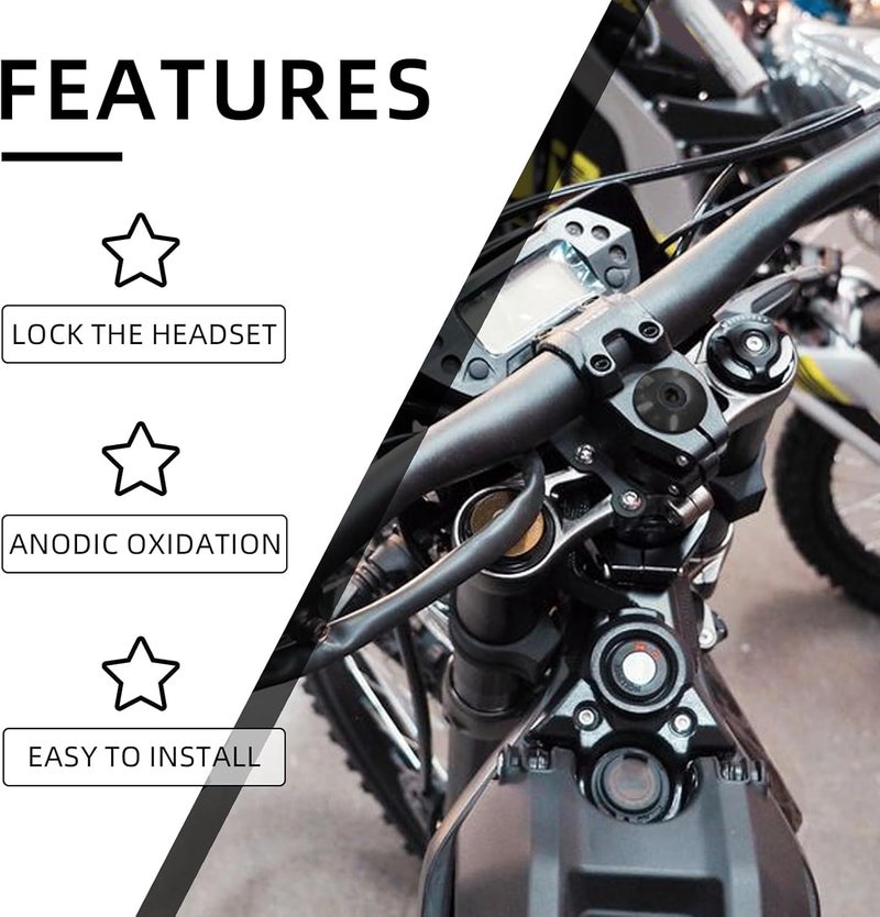 BAOUFF Stem Lock for Electric Dirt Bike,Headset Spacer with Handlebar Top Cap Base Extended Nut for Talaria X3 Sting MX3 R MX4 MX5/Surron Light Bee/E-Ride Pro SS/79Bike/X260 - Black - Image 4